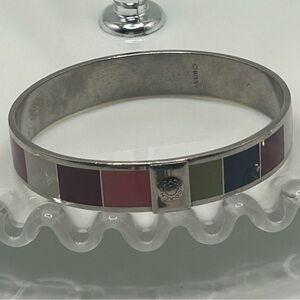 Vintage Coach Legacy Striped Silver-Toned Bangle